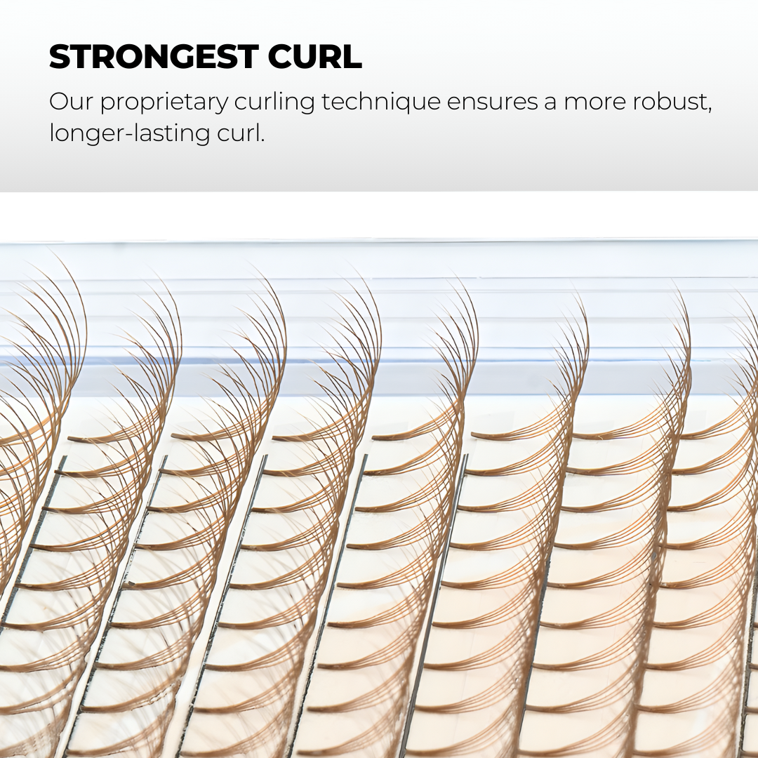 5D Brown Premade Volume Fans Short Stem