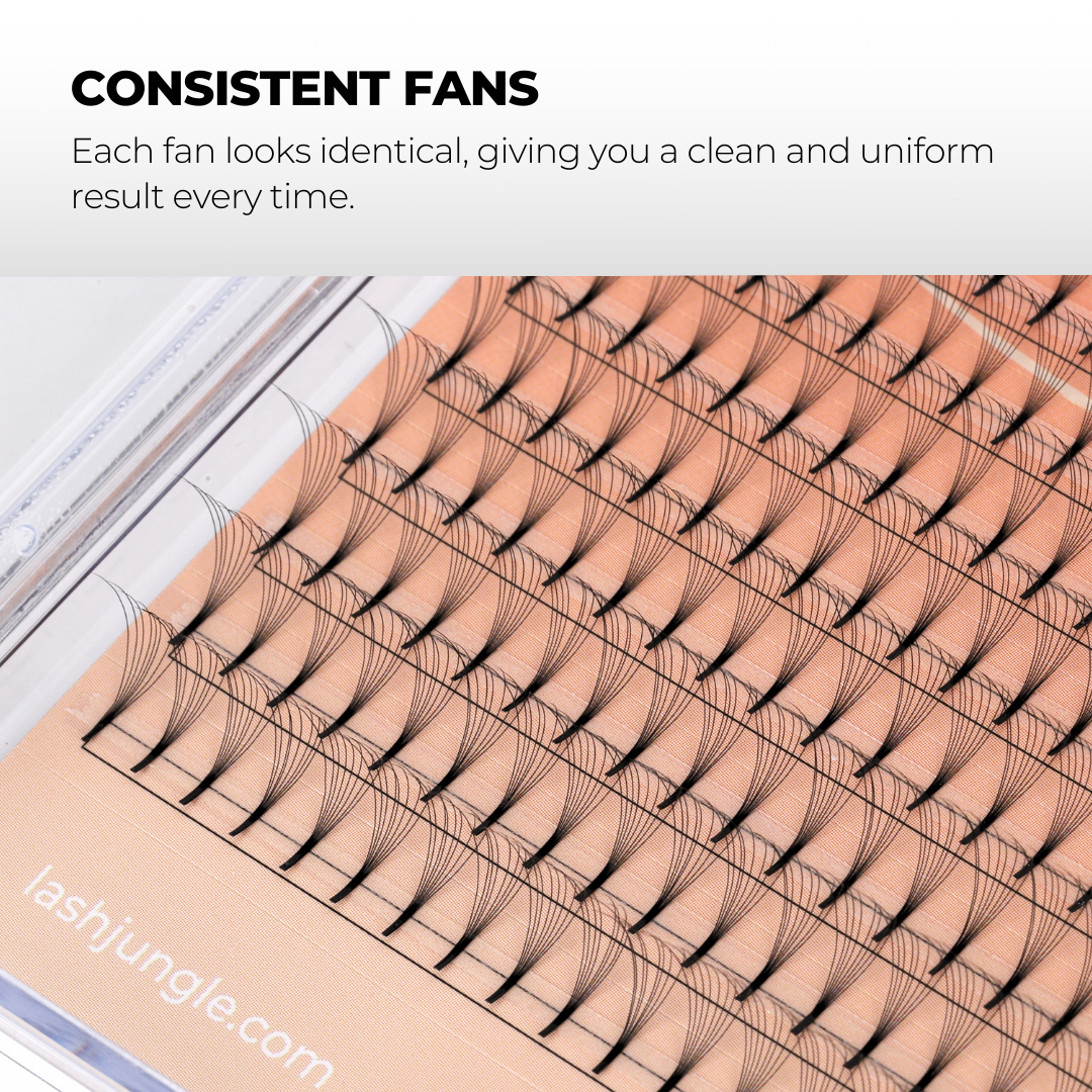 8D Premade Volume Fans Ultra Dark Long Stem