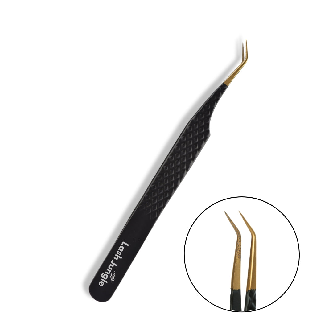 Fibre Tip Black Lash Tweezers - 45º