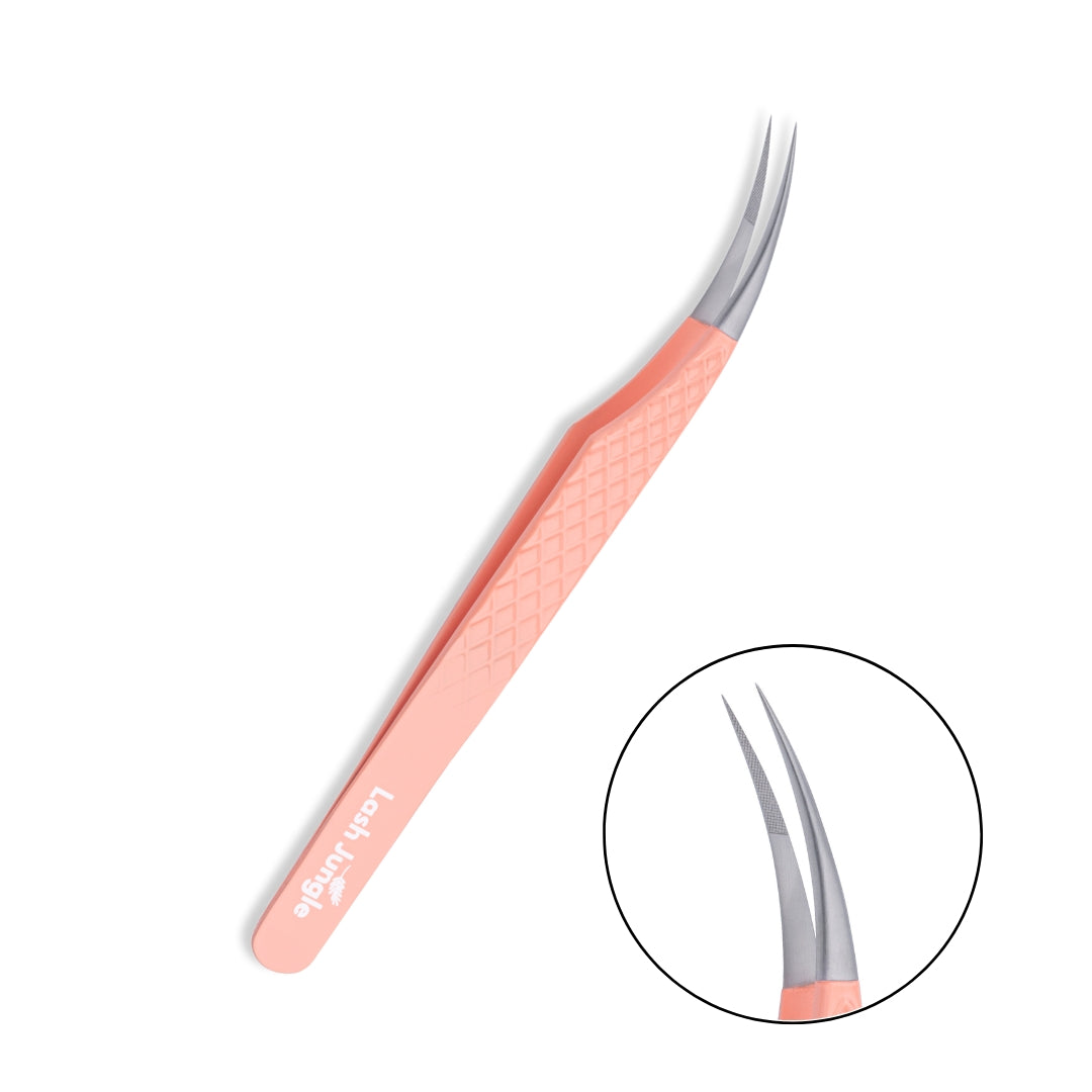 Signature Coral Pink Lash Tweezers – Isolation