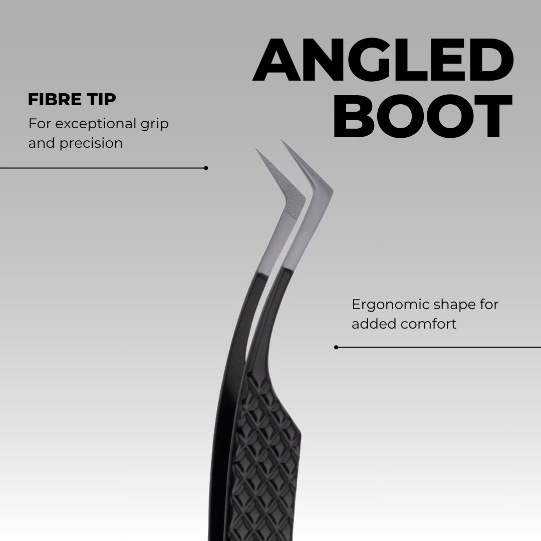Signature Jet Black Tweezers - Angled Boot