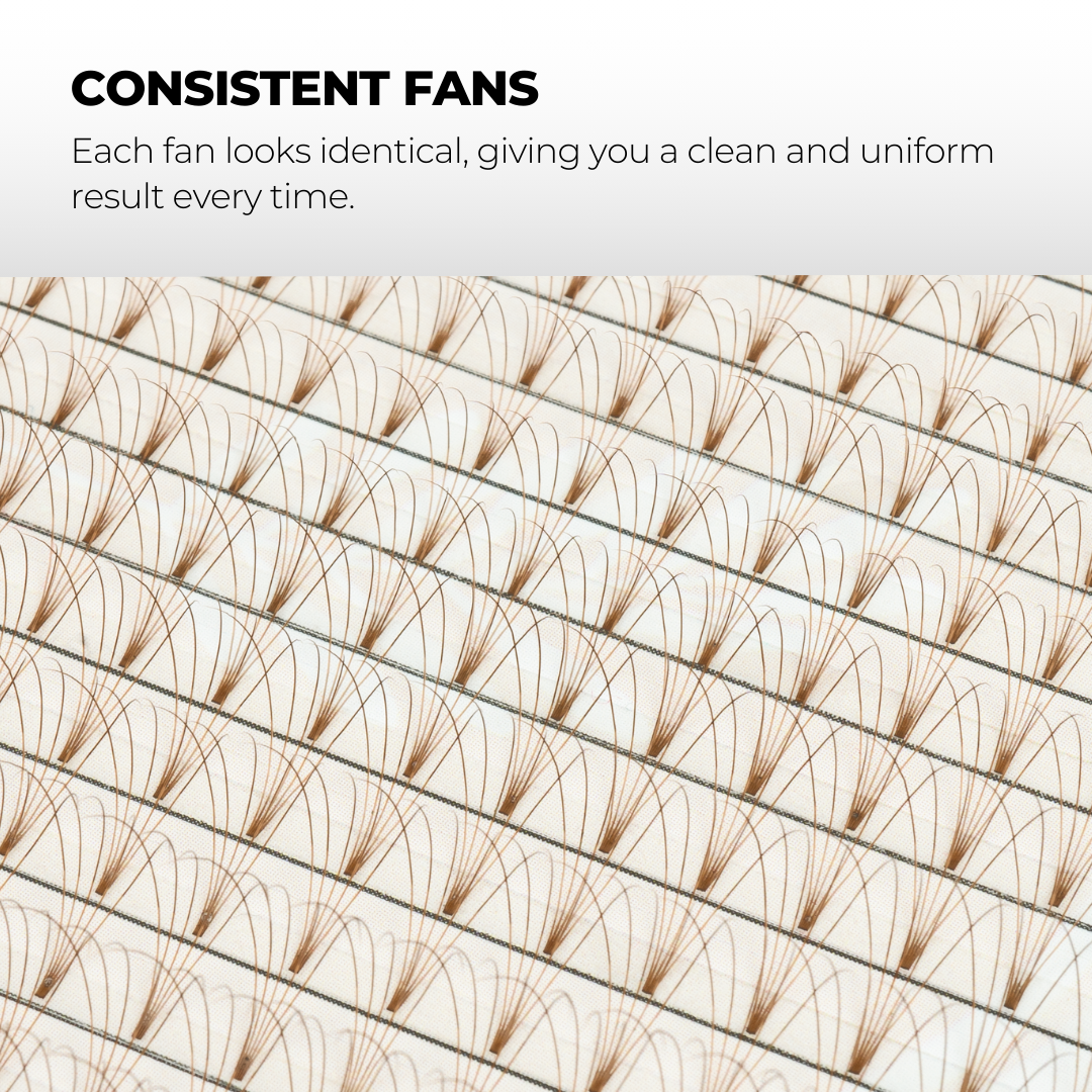 5D Brown Premade Volume Fans Short Stem