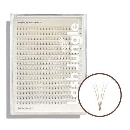 5D Brown Premade Volume Fans Short Stem