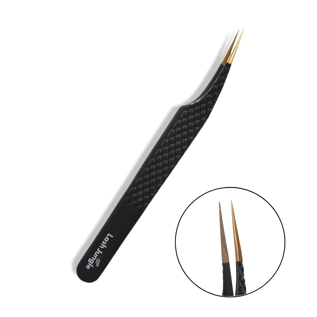 Black Fibre Tip Lash Tweezers - Isolation for eyelash extensions