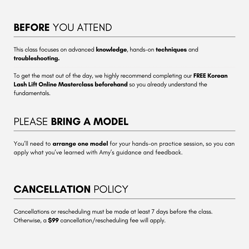 Korean Lash Lift In-Person Masterclass 1:1