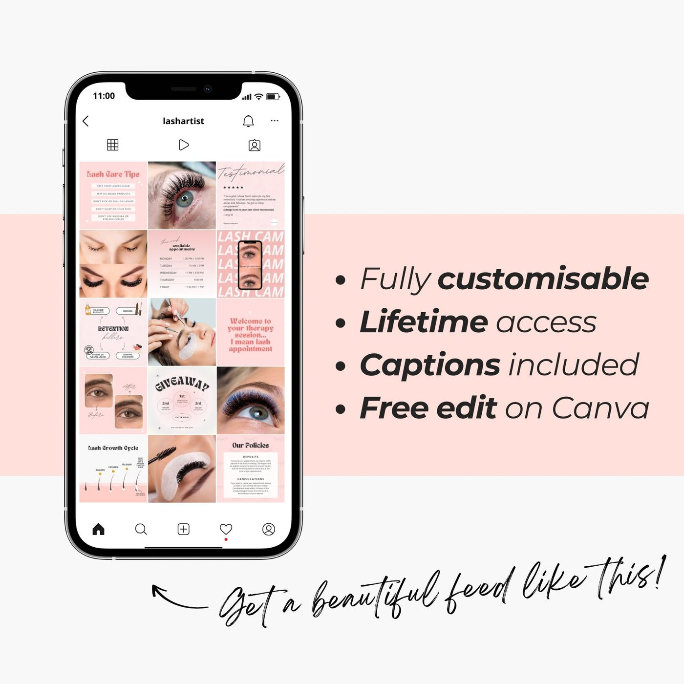 150 Social Media Templates and Captions for Lash Artists