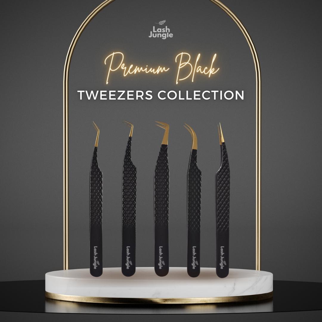 Premium Black Eyelash Extension Tweezers