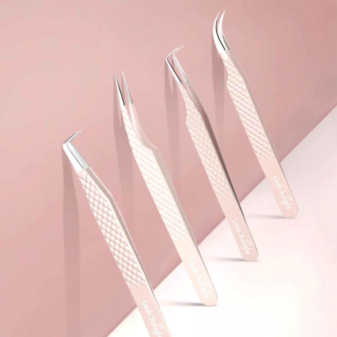 Premium Pink Tweezers for Eyelash Extensions