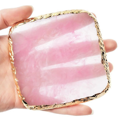 Gemstone Lash &amp; Glue Holder Adhesive Palette - Pink Square
