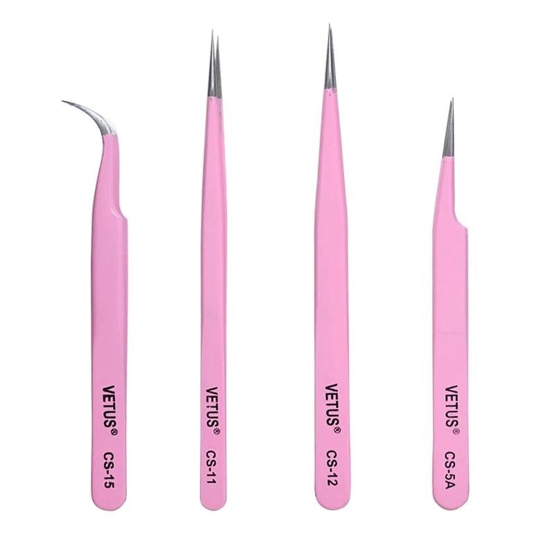 Vetus CS-15 Tweezers for Eyelash Extension Pink 